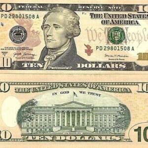 Counterfeit 10 dollar bill