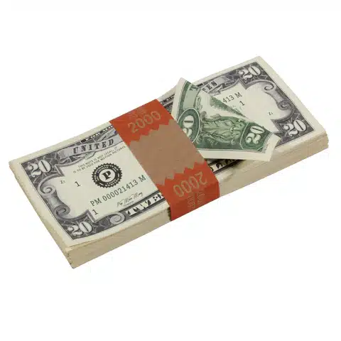 1980 Series $20 Aged $2,000 Full Print Prop Money Stack